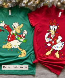 Retro 90s Donald and Daisy Duck Christmas Lights Couple Matching Shirt, Disney Mickey and Friends Tee, Mickey’s Very Merry Christmas Shirt