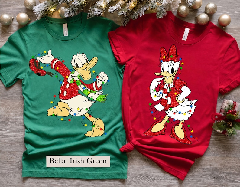 Retro 90s Donald and Daisy Duck Christmas Lights Couple Matching Shirt, Disney Mickey and Friends Tee, Mickey's Very Merry Christmas Shirt Retro 90s Donald and Daisy Duck Christmas Lights Couple Matching Shirt, Disney Mickey and Friends Tee, Mickey's Very Merry Christmas Shirt