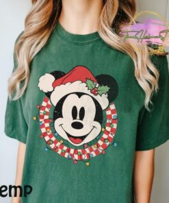 Retro Checkered Mickey Christmas Comfort Colors Shirt, Disney Christmas Shirt, Mickey’s Very Merry Christmas Party Shirt, Matching Christmas