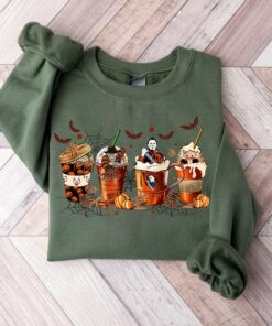 Skeleton Coffee Cups Halloween Sweatshirt, Coffee Cups Halloween Sweatshirt