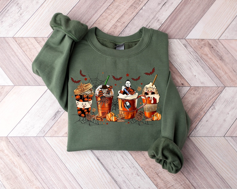 Skeleton Coffee Cups Halloween Sweatshirt, Coffee Cups Halloween Sweatshirt Skeleton Coffee Cups Halloween Sweatshirt, Coffee Cups Halloween Sweatshirt