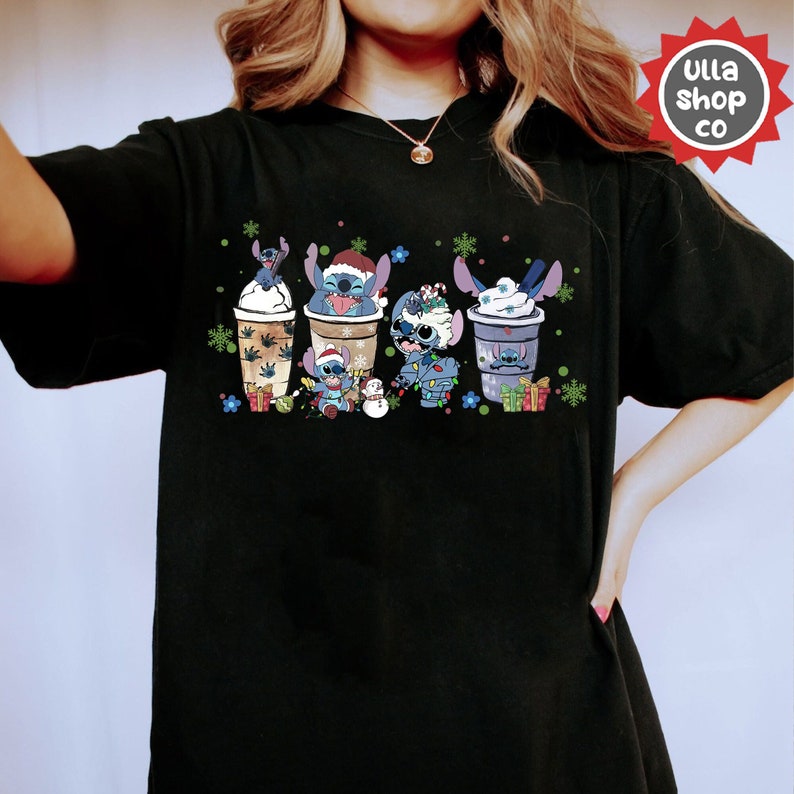 Stitch Christmas Coffee Shirt, Disney Christmas Latte Sweatshirts, Disney Stitch Shirt Stitch Christmas Coffee Shirt, Disney Christmas Latte Sweatshirts, Disney Stitch Shirt