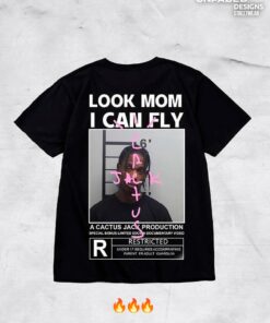 Travis Scott Oversize Hip Hop T-Shirt  Look Mom I Can Fly Print Tee  3D Graphic Tee