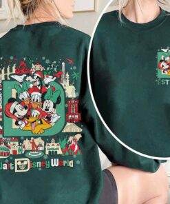 Two-Sided Walt Disney World Christmas Sweatshirt, Vintage Mickey and Friends Christmas hoodie, Disneyland Christmas Family shirt, HT-220804