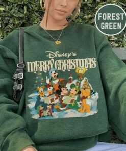 Vintage Disney Merry Christmas Sweatshirts, Mickey And Friends Christmas Shirt, Disney Christmas Party Matching Shirt, Disney Holiday Shirt