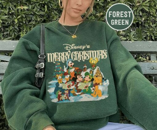 Vintage Disney Merry Christmas Sweatshirts, Mickey And Friends Christmas Shirt, Disney Christmas Party Matching Shirt, Disney Holiday Shirt