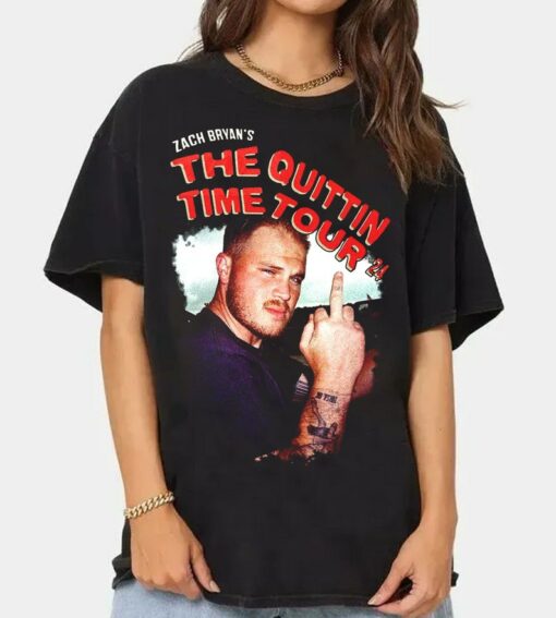 Vintage Middle Finger From Zach Shirt,The Quittin Time Tour 2024 Shirt