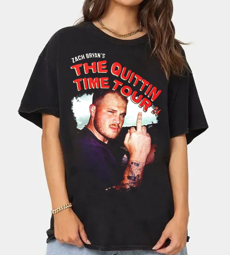 Vintage Middle Finger From Zach Shirt,The Quittin Time Tour 2024 Shirt Vintage Middle Finger From Zach Shirt,The Quittin Time Tour 2024 Shirt