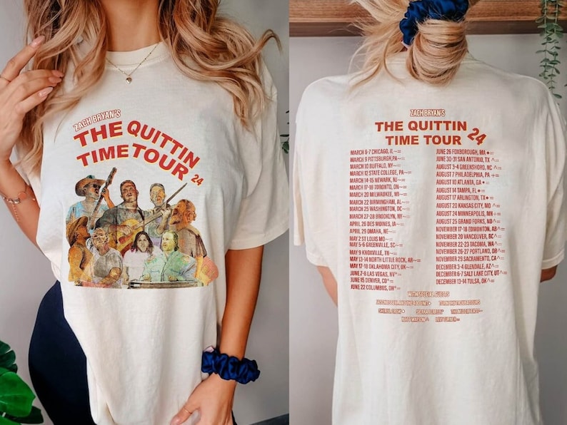 Zach Bryan The Quittin Time Tour 2024 Front And Back Shirt Zach Bryan The Quittin Time Tour 2024 Front And Back Shirt