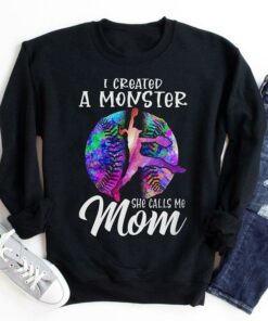 I Created A Monster She Calls Me Mom Lady Girl Baseball Galaxy Family Shirt I Created A Monster She Calls Me Mom Lady Girl Baseball Galaxy Family Shirt