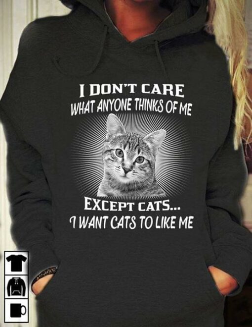 I Don’t Care What Anyone Thinks Of Me Except Cats I Want Cats To Like Me Hoodie
