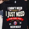 I Don’t Need Therapy I Just Need To Go To Norway Airplanes Shirt