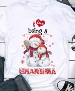 I Love Being A Grandma Snowman Christmas Family Shirt