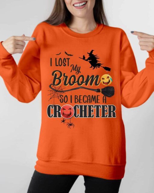 I Love My Broom So I Became A Crocheter, Halloween Shirt