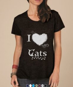I Love Cat Smoke Heart And Mini Cat Footstep Shirt