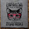 I Need To Work On Controlling The Look On My Face When I’m Listening To Stupid People Cat Wearing Red Glasses Shirt