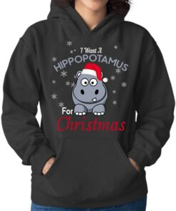 I Want A Hippopotamus For Cute Hippo Under Snow Christmas Shirt I Want A Hippopotamus For Cute Hippo Under Snow Christmas Shirt