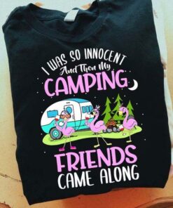 I Was So Innocent And Then My Camping Friends Came Alone Flamingoes Fire Motor Home Shirt I Was So Innocent And Then My Camping Friends Came Alone Flamingoes Fire Motor Home Shirt