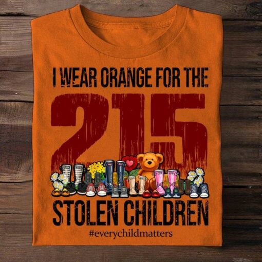 I Wear Orange For The 125 Stolen Children #Everychildmatters Cartoon Shoes Flowers Bear Shirt