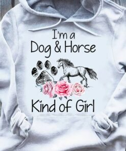 I’m A Dog & Horse Kind Of Girl Dog Footprint Horse Flowers Shirt I’m A Dog & Horse Kind Of Girl Dog Footprint Horse Flowers Shirt