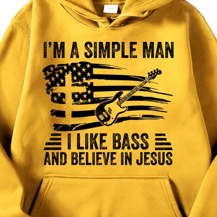 I'm A Simple Man I Like Bass And Believe In Jesus Guitar Flag Of America Shirt I'm A Simple Man I Like Bass And Believe In Jesus Guitar Flag Of America Shirt