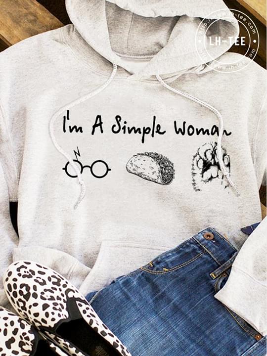 I'm A Simple Woman Happy Potter Taco And Cat's Footstep Hoodie I'm A Simple Woman Happy Potter Taco And Cat's Footstep Hoodie