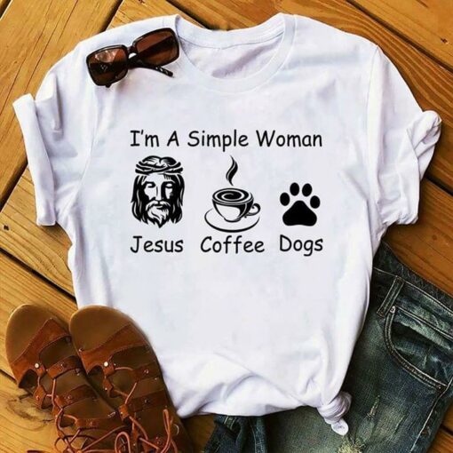 I’m A Simple Woman Jesus Coffeee Dogs Shirt