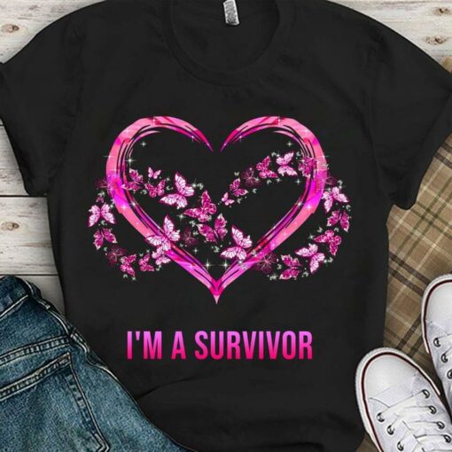 I’m A Survivor Pink Heart Butterflies Infinity Shirt