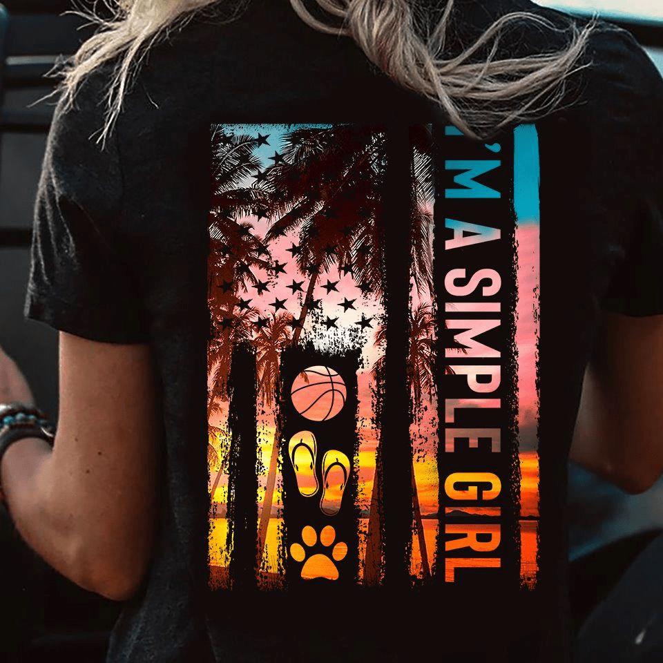 I'm a Simple Girl I Love Basketball, Beach and Dog T-Shirt I'm a Simple Girl I Love Basketball, Beach and Dog T-Shirt