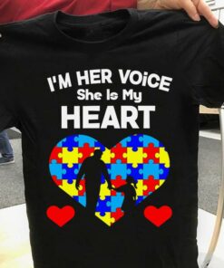 I’m Her Voice She Is My Heart Dad Taking Daughter Autism Heart Shirt