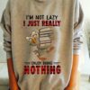 I’m Not Lazy I Just Really Enjoy Doing Nothing Cartoon Owl Holding Books Shirt