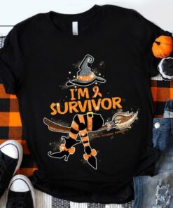 I’m Survivor Multiple Sclerosis Awareness Orange Witch Ribbon Glitters Halloween Shirt