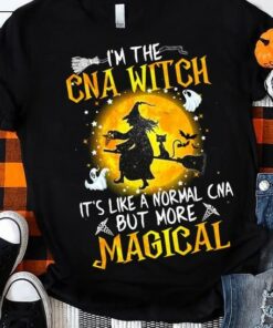 I’m The CNA Witch It’s Like A Normal CNA But More Magical Moon Witch Broom Halloween Shirt