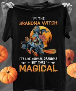 I’m The Grandma Witch It’s Like A Normal Grandma But More Magical Moon Witch Broom Halloween Shirt