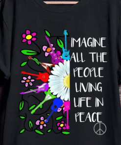 Imagine All The People Peace T-Shirt, Hippie Music Retro Tee
