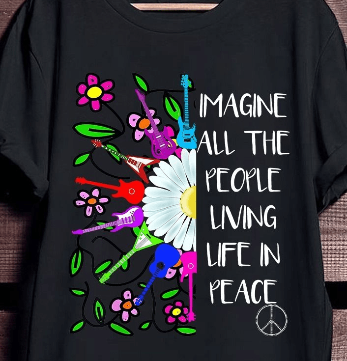 Imagine All The People Peace T-Shirt, Hippie Music Retro Tee Imagine All The People Peace T-Shirt, Hippie Music Retro Tee