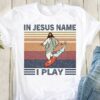 In Jesus Name I Play Jesus Surfing Vintage Shirt