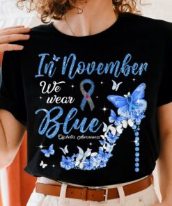 In November We Wear Blue Diabetes Awareness Blue Butterflies Ribbon Shirt