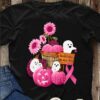 In October We Wear Pink Ghosts Pink Pumpkins Flowers Ribbon Halloween Shirt