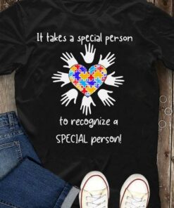 It Takes A Special Person To Recognize A Special Person! White Hands Around Autism Heart Shirt
