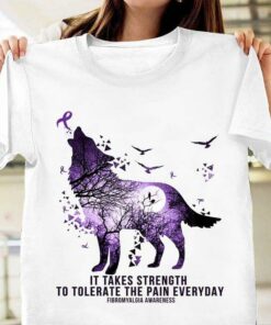 It Takes Strength To Tolerate The Pain Everyday Purple Ribbon Wolf Shirt