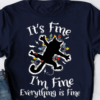 It’s Fine I Am Fine Everything Is Fine, Funny Black Cat Christmas Shirt