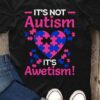 It’s Not Autism It’s Awetism! Pink Blue Autism Heart Puzzles Shirt