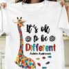 It’s Ok To Be Different Autism Awareness Giraffe Colorful Puzzles Shirt