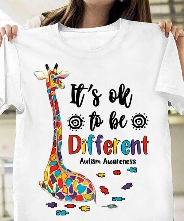 It's Ok To Be Different Autism Awareness Giraffe Colorful Puzzles Shirt It's Ok To Be Different Autism Awareness Giraffe Colorful Puzzles Shirt
