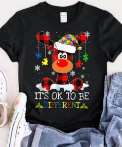 It’s Ok To Be Different Autism Reindeer Support Christmas Shirt