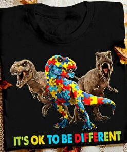 It’s Ok To Be Different Ribbons Dinosaurs Autism Shirt