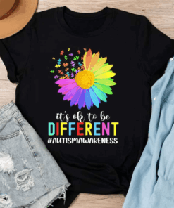 It’s Ok to be Different, Colorful Flower Autism Awareness Supporter T-Shirt