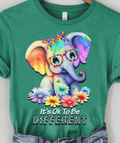 It’s Ok to be Different, Cute Elephant Autism Support T-Shirt