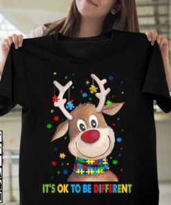 It’s Okay To Be Different Autism Reindeer Puzzles Christmas Shirt
